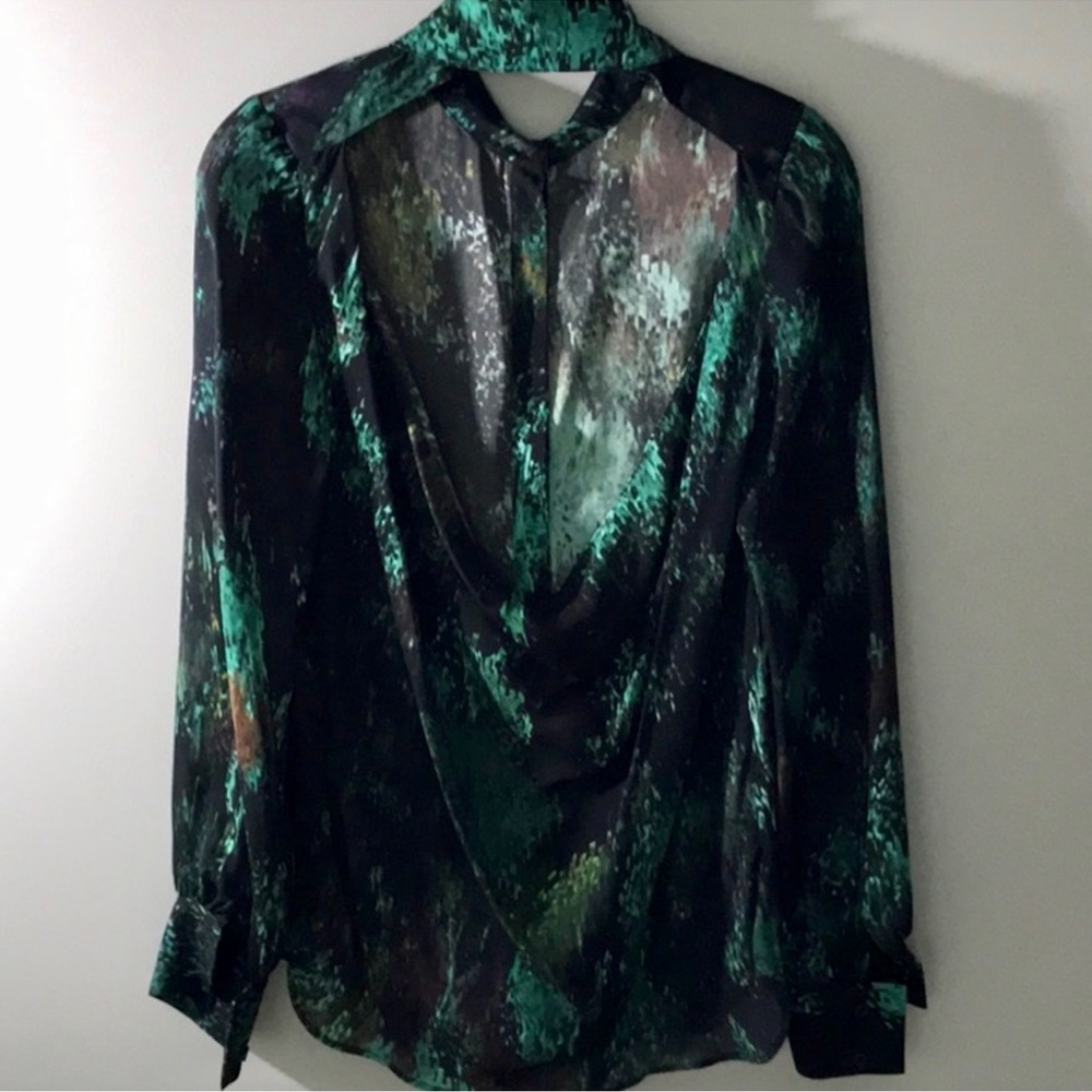 Haute Hippie 100% Silk Open Back Button up Top
